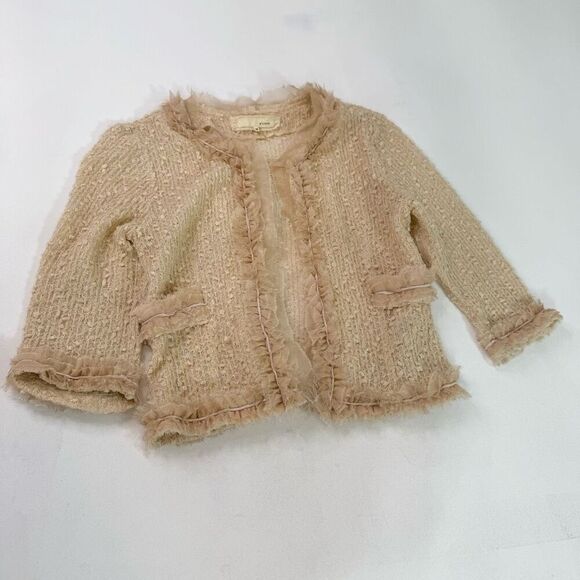 A'reve Sweater Cardigan Womens Medium Knit Lace 3/4 Sleeve Dainty Open Cream - Picture 1 of 7